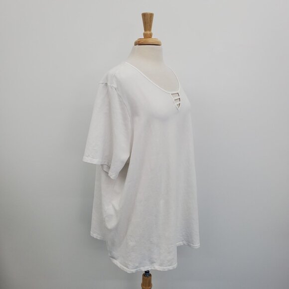 Catherines White Scoop Neck T-Shirt Womens Plus Size 2X Short Sleeve Casual - Picture 2 of 14